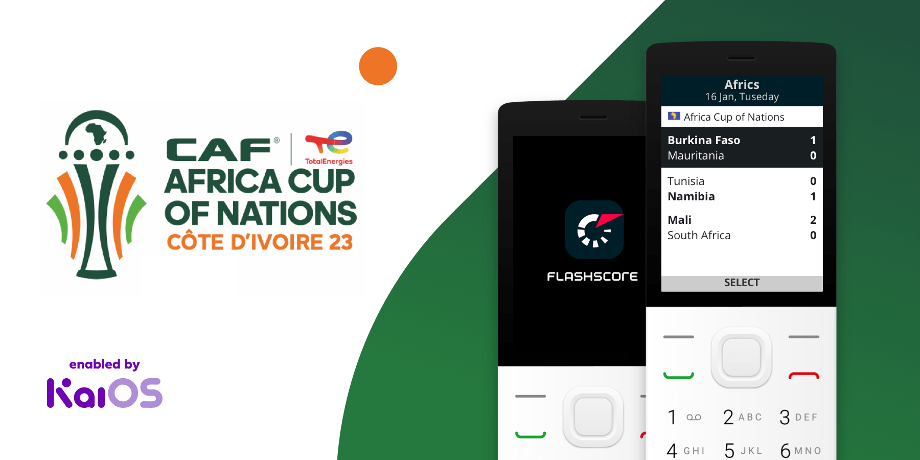 Follow the CAN 2024 with Flashscore on your KaiOS device!