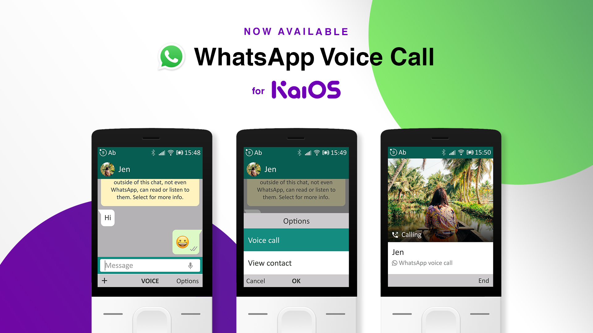 Data voice calls available for the first time to millions of smart feature phones users through WhatsApp VoIP on KaiOS devices